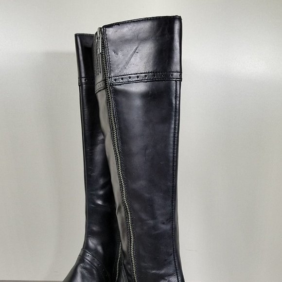 Born Poly Riding Boot, Black Leather Brogue Detailed, Womens Size 6.5 - Picture 8 of 15